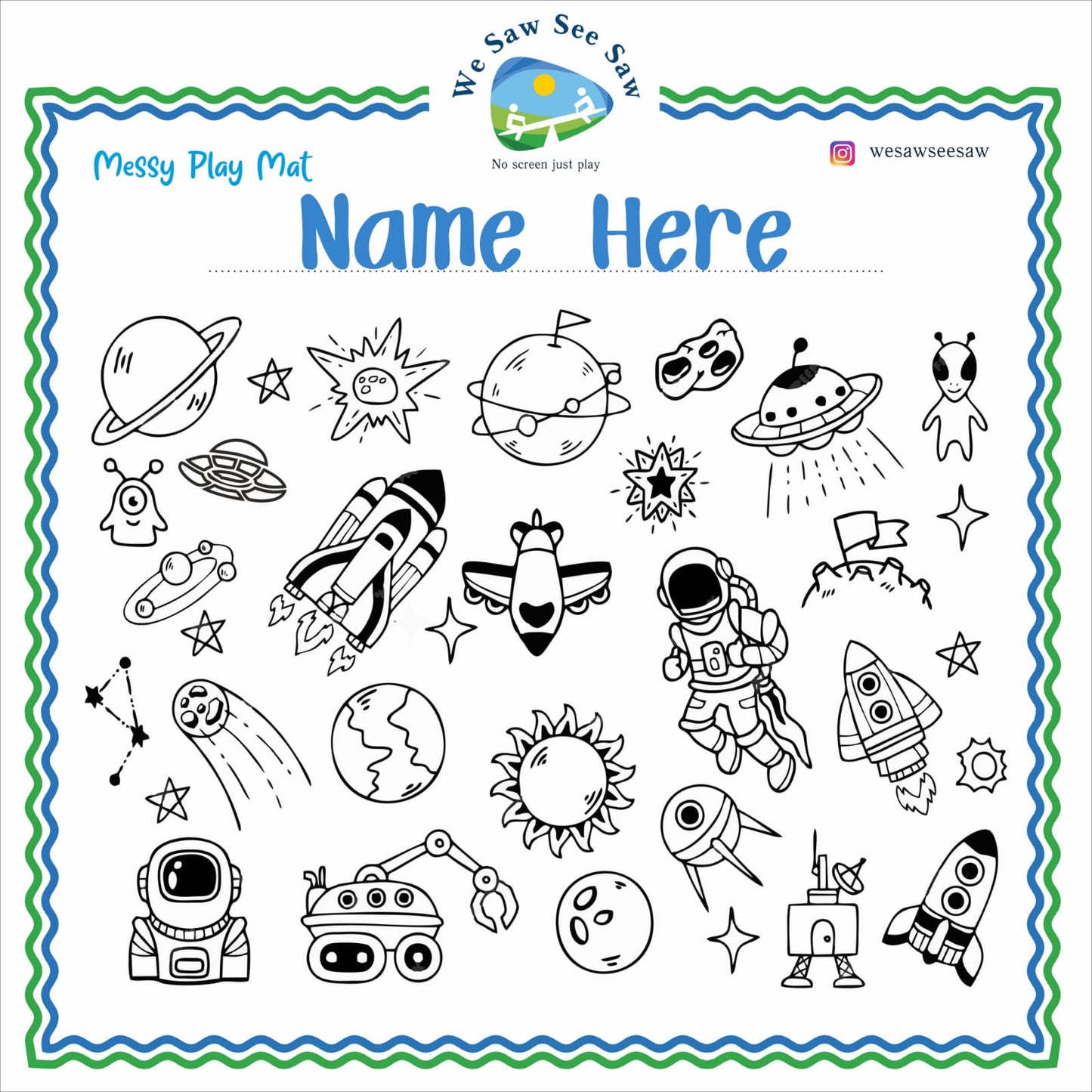 Space Play Mat - Personalised with Child's name